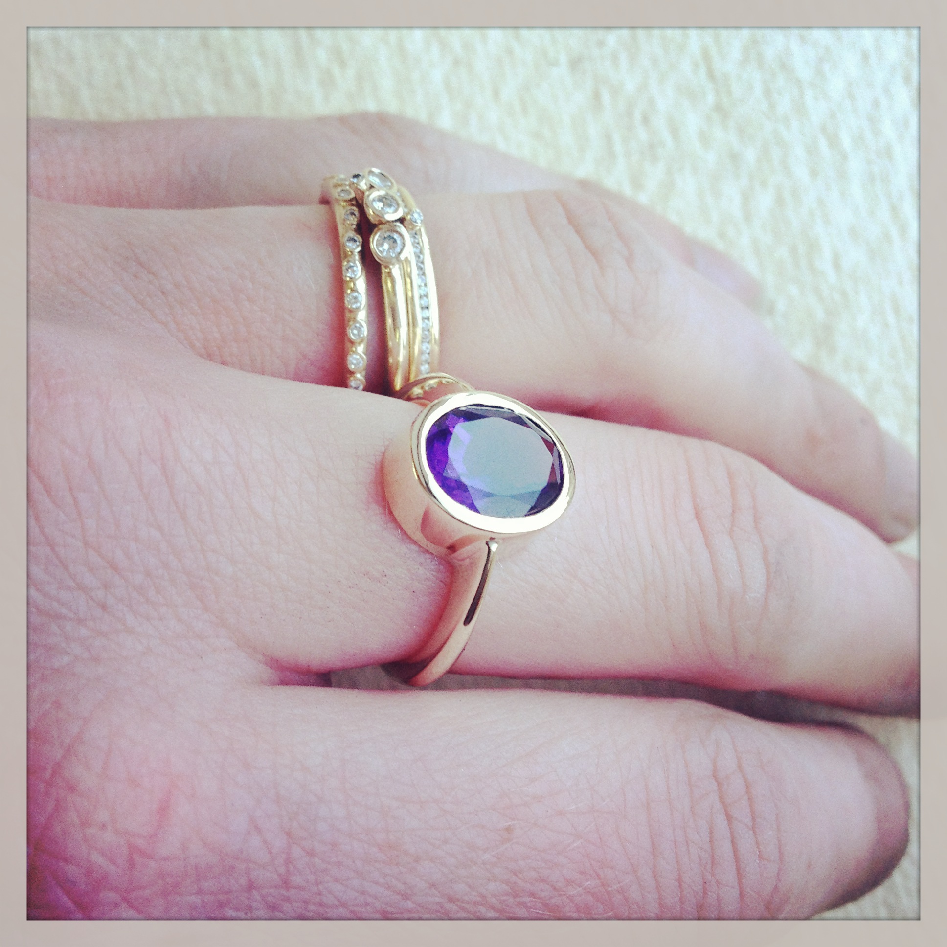 African amethyst gold ring