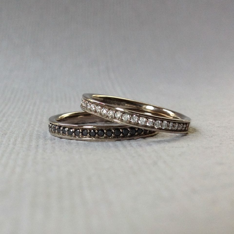 White gold and diamond 3/4 eternity rings