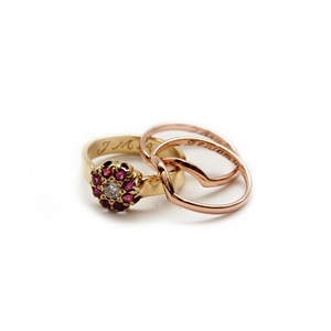 The result - Yellow and Rose Gold Trio Ring