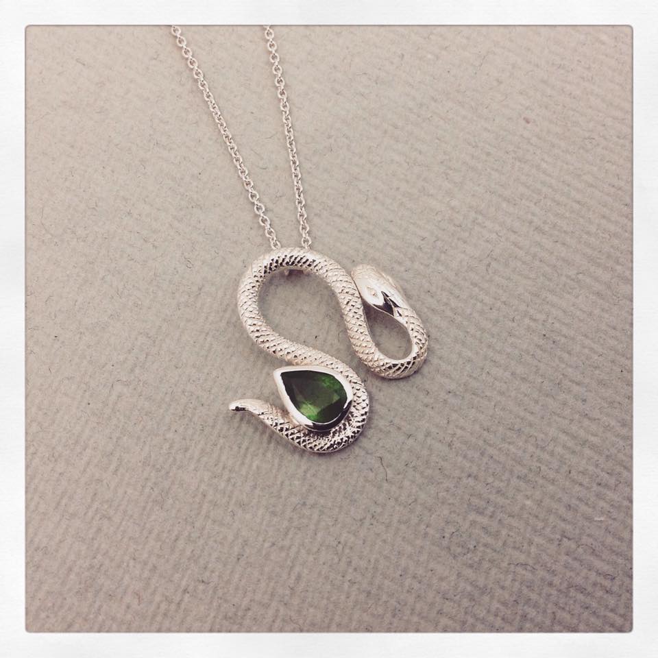 SHJ Snake pendant using customers Emerald