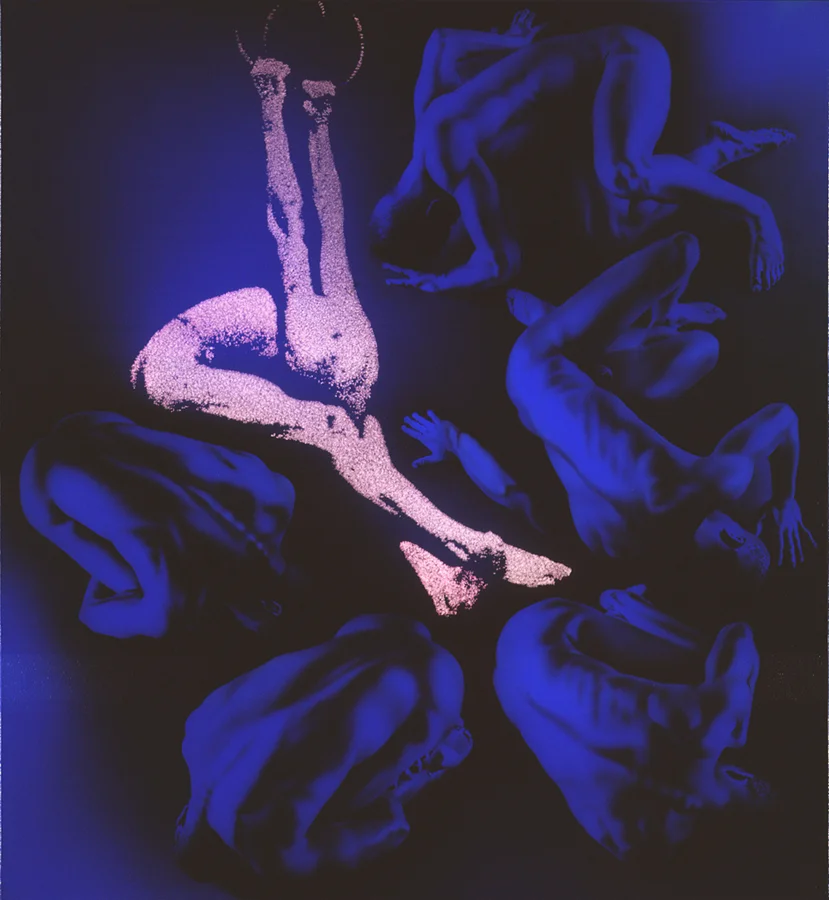 "Somnambulist clock (Polke's lantern)", acrylic on canvas, 72 x 66 inches 