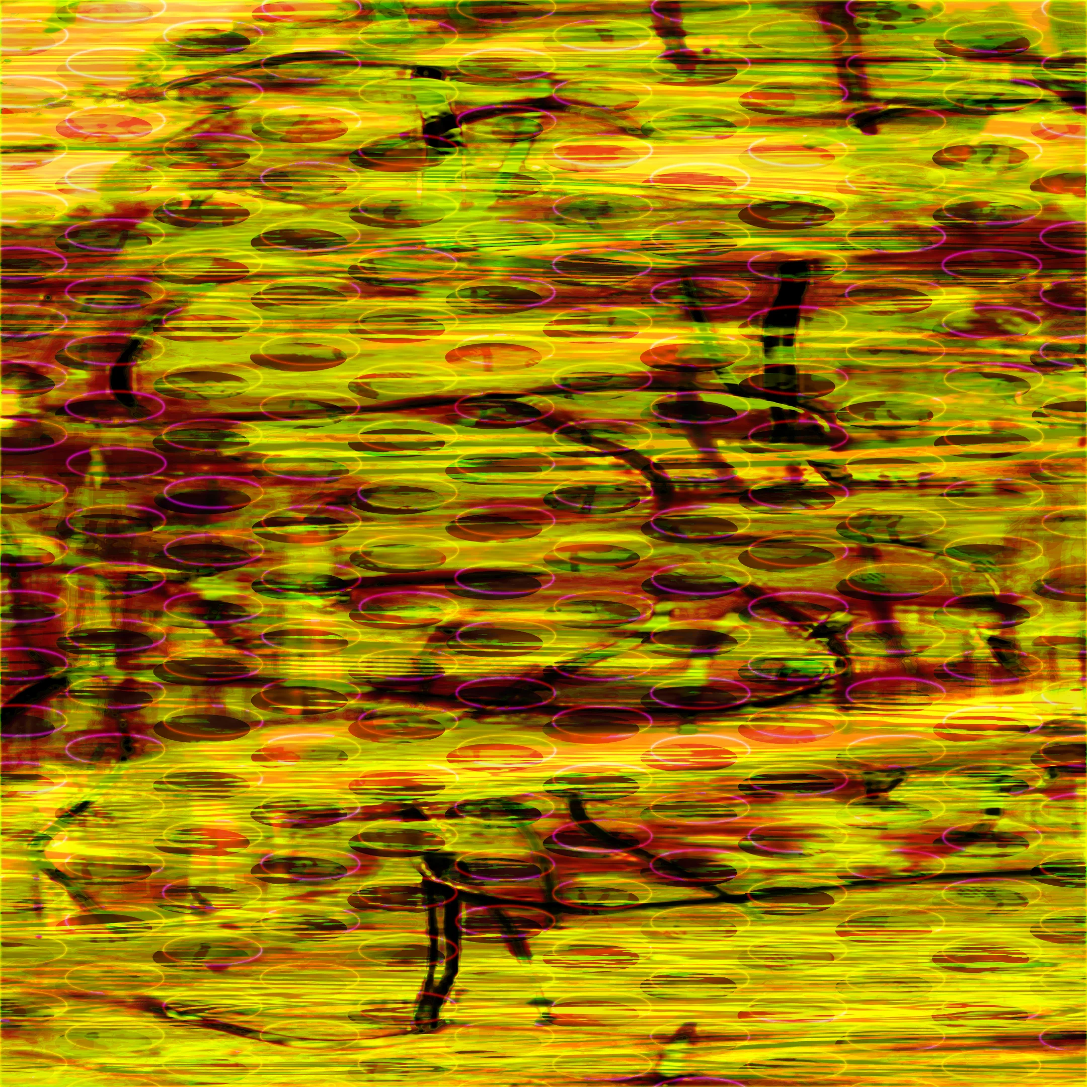 Microscape 5/8/19, pigmented inks & acrylic on canvas, 76 x 76 inches