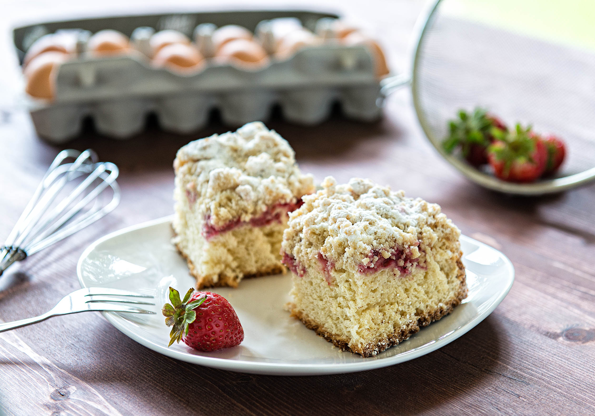 Homemade Yeast Cake with raspberries