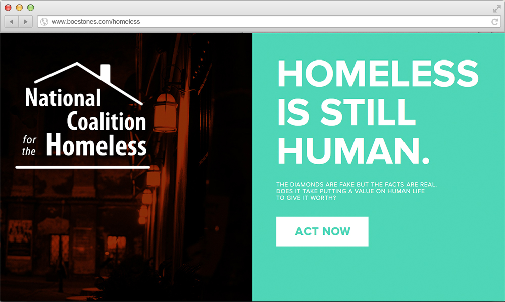 *The live version of this page looks different, as the National Coalition for the Homeless sent us a Cease & Desist. 
