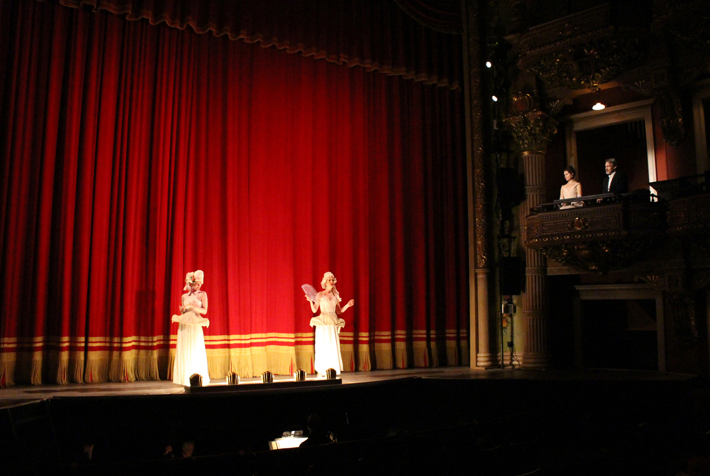 Theater scene - we used the glorious boxes in the house and played in front of the red curtain
