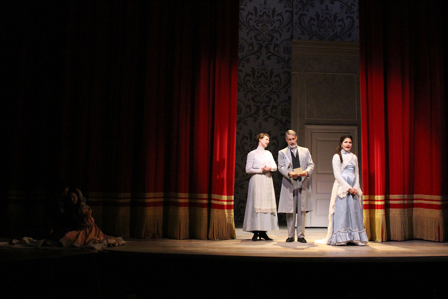 We used the red curtain to help with split scenes - here the beginning of "Weekend in the Country"