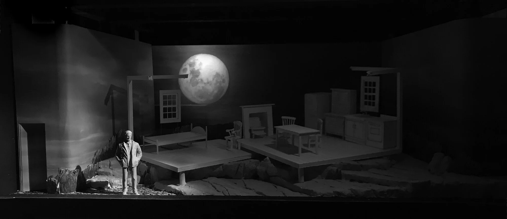 1/2" preliminary white model - nighttime on the rocks