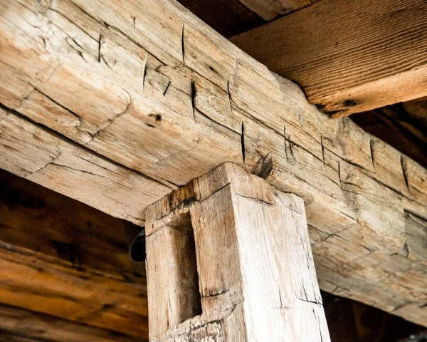 Hand-hewn post and beam construction