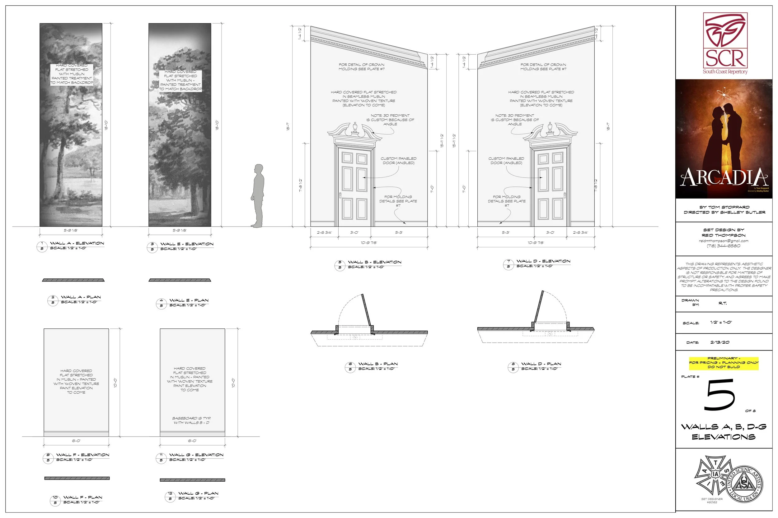 plate 5 - walls a, b, d-g elevations