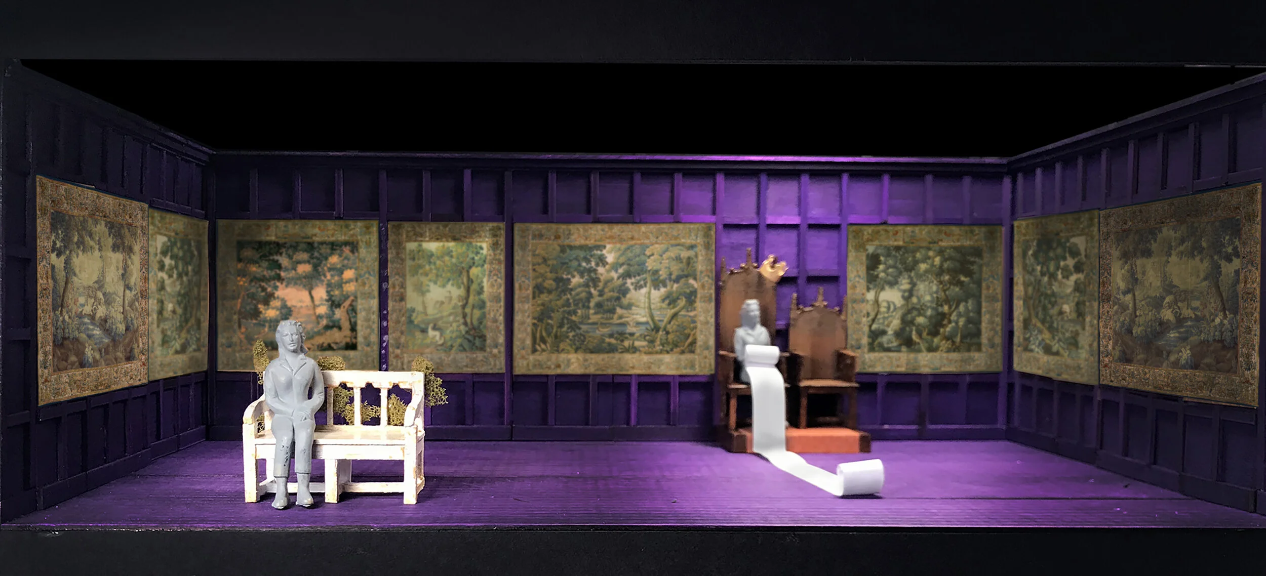 France 1559 - split scene; Garden and throne room