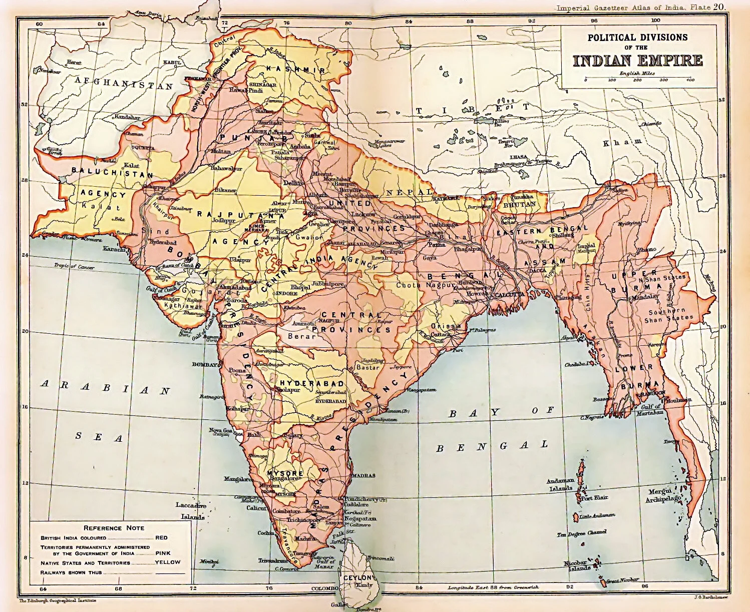 India research - map of Indian empire