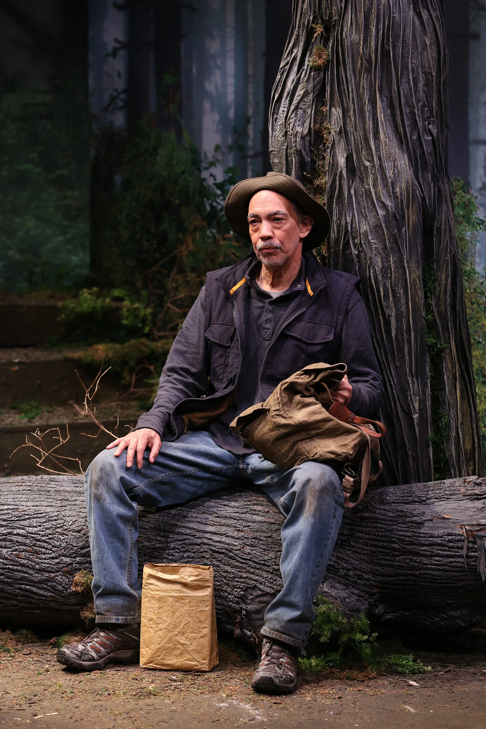 Ben rests while mushroom hunting