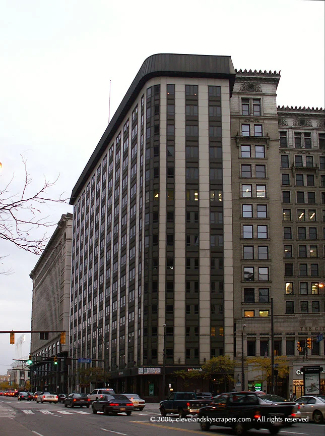 View from East Ninth Street, showing covered facade