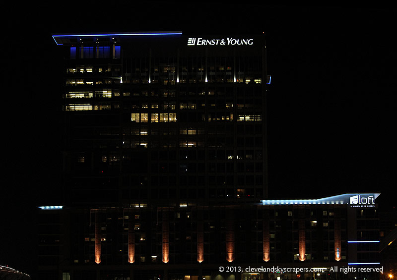 Evening view from Cuyahoga River, 2013