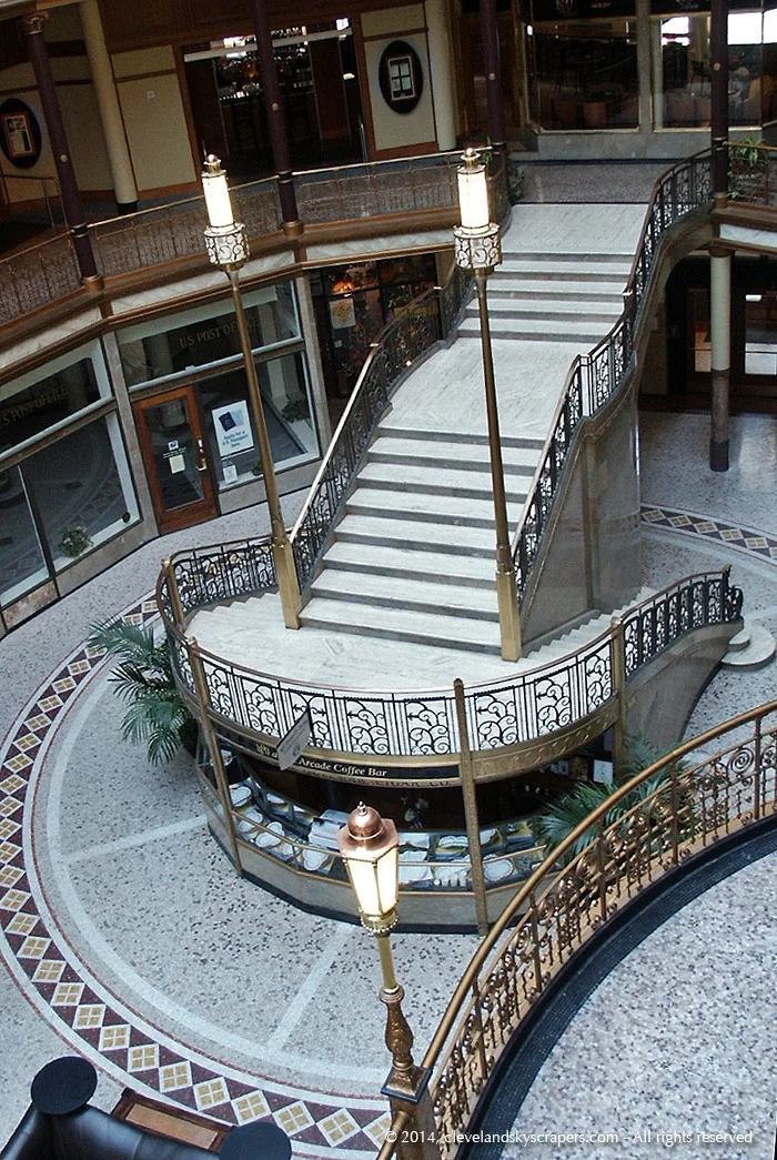 View of Superior Avenue side staircase, remodeled in 1939.