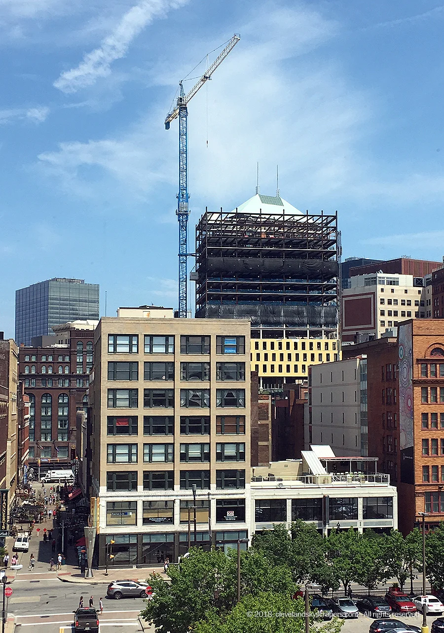 Construction view from East 4th Street and Huron Road, July 1, 2018