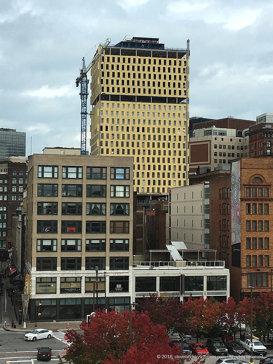 Construction view from East 4th at Huron Road, November 5th, 2018