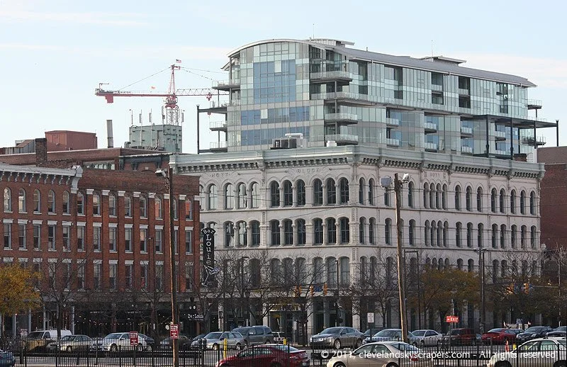 View of construction crane from Public Square, November 2011