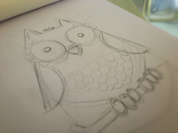I usually start with sketching with pencil and paper to get a rough concept down (see above). After this, I scanned the sketch and began working within Illustrator.