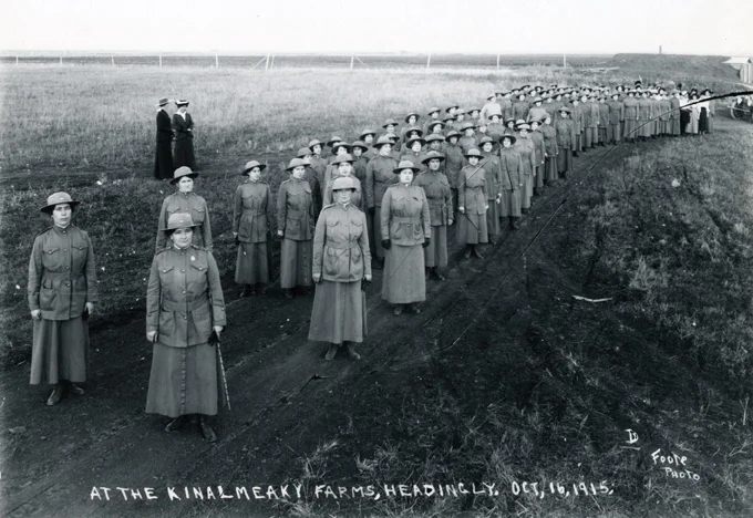 Winnipeg Women Volunteer Reserves at Kinalmeaky Farms, Headlingley, MB 1915 Archives of Manitoba Foote Collection