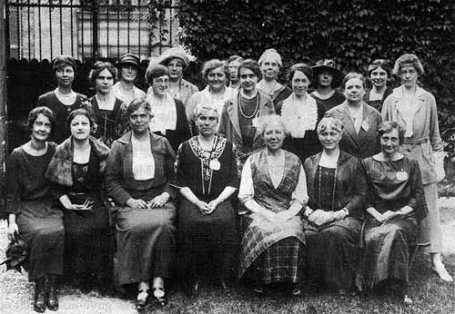  Canadian delegates to the 1921 Paris Conference of the International Federation of University Women. Margaret McWilliams is seated at centre. Source: University Women's Club of Winnipeg, Archives of Manitoba