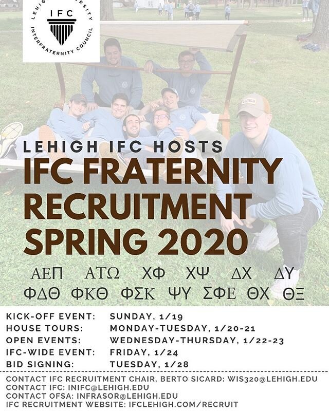 All students interested in IFC Recruitment: registration for recruitment is still live! Visit the link in our bio to register. Important dates for potential new members can be found on this flyer! Please do not hesitate to reach out if you have any q