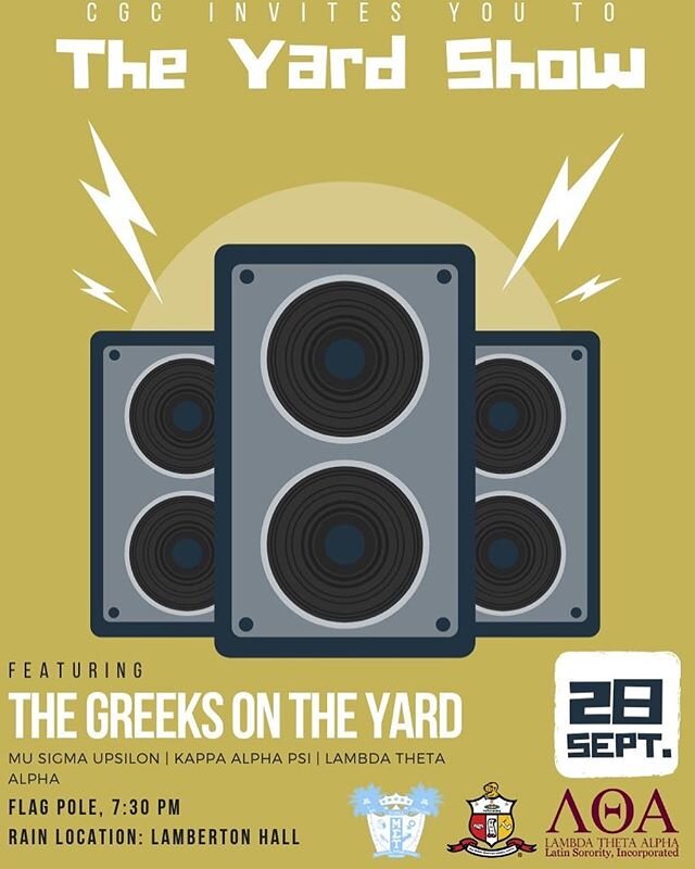 Come out and support the Cultural Greek Council&rsquo;s annual Yard Show this Saturday at 7:30PM at the UC Flagpole (Rain Location: Lamberton Hall). Hope to see you there!