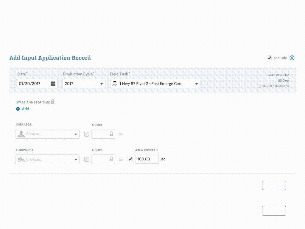 GIF to showcase the specific interaction of Duration and Operator/Equipment Hours.