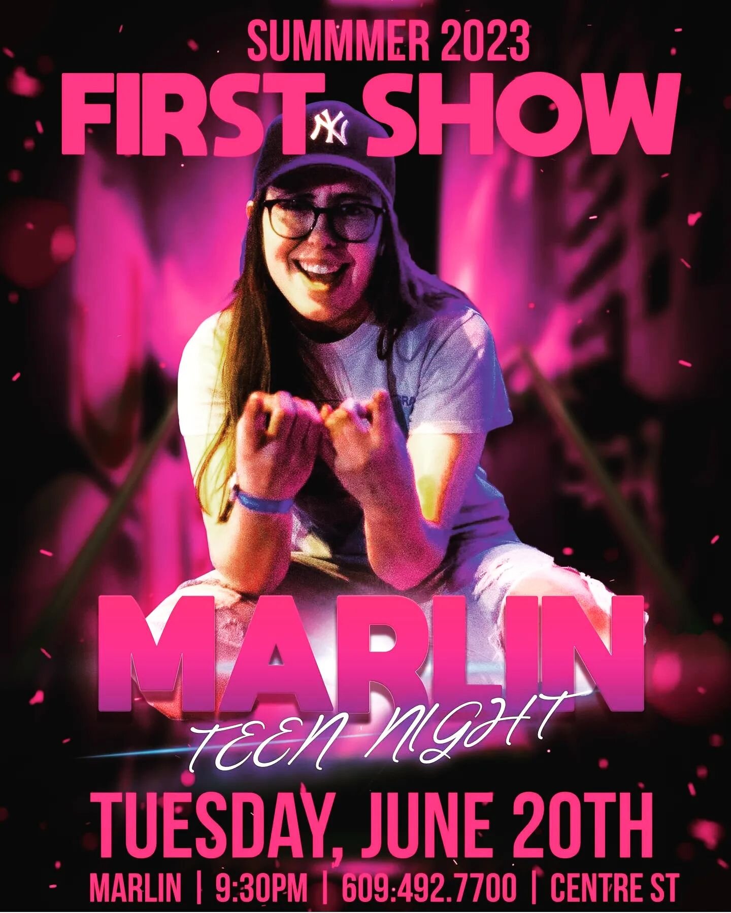 The Wait is Over! 

Tuesday, June 20th the first @marlinteennight of the summer

Our girl @erinconstantine is back at the beach 🪩