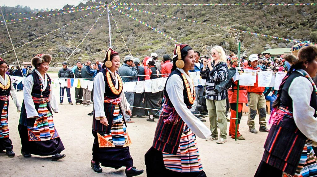 The Golden Jubilee Festival of Sir Edmund Hillary's first school in the village of Khumjung.