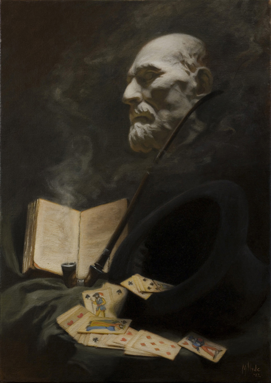 Thicker Than Blood (Still Life with Hat, Cards and Pipe)
