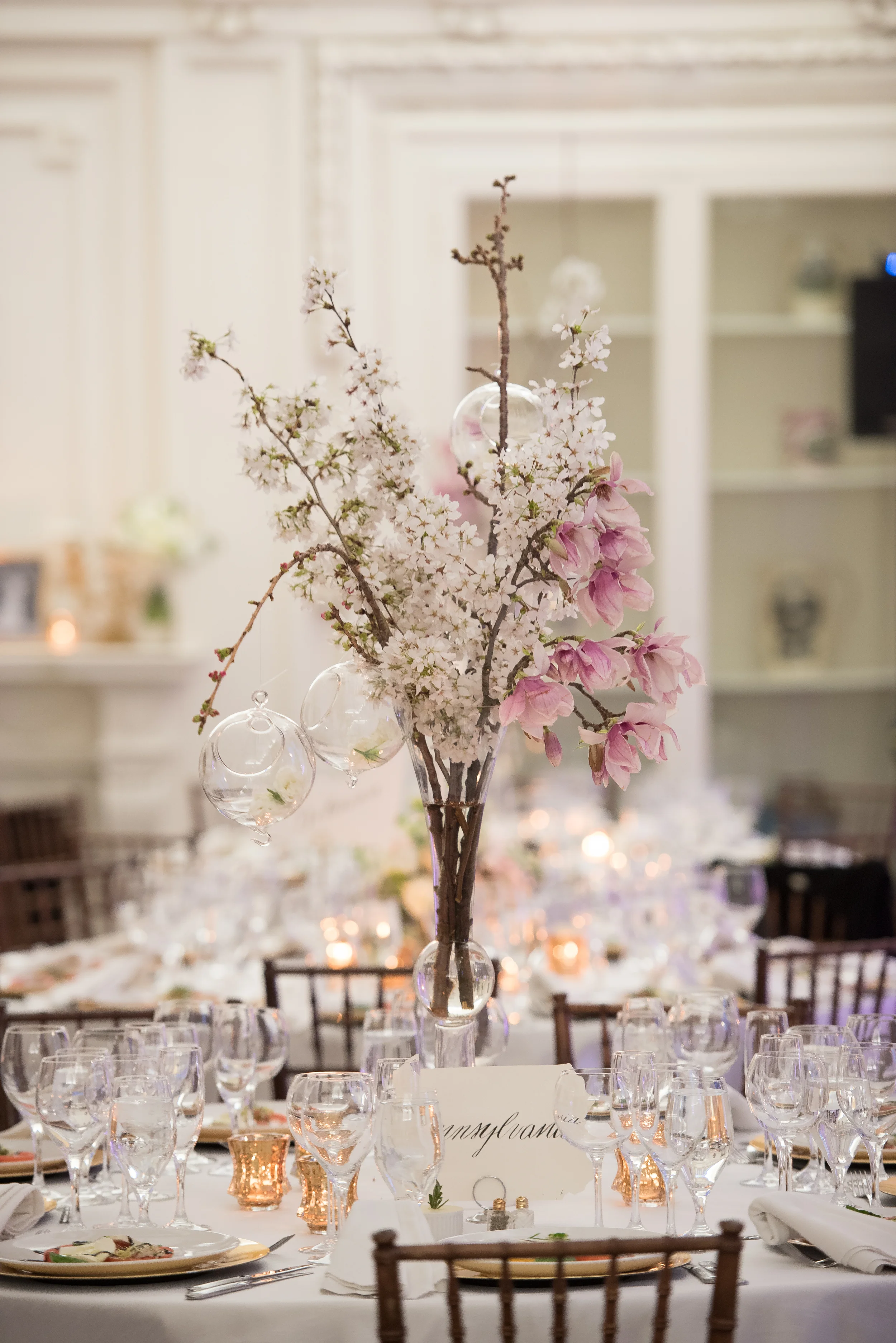Liddy and Mark's wedding was on the peak day of Cherry Blossom Season here in D.C. Needless to say, we incorporated a lot of that in her flowers. 