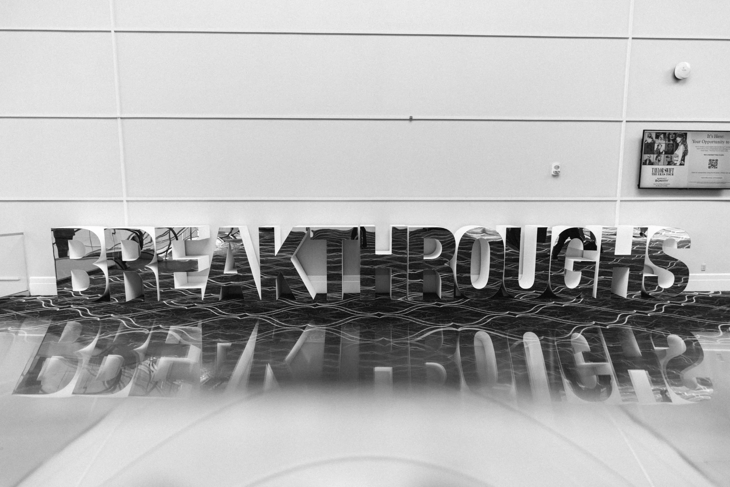 Dimensional letter installation with custom branded signage for conference and event environment.