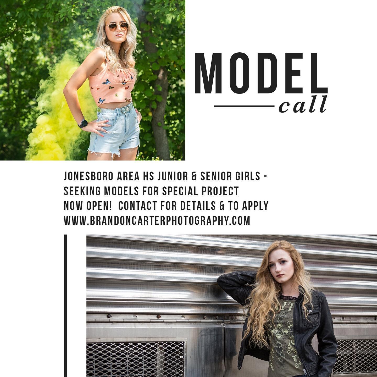 MODEL CALL!! 📸  If you are a fashion-forward high school junior or senior girl in the Jonesboro area, then we can use your help!  We are looking for models for an upcoming special project that will be focused on fashion.  You will receive a limited 