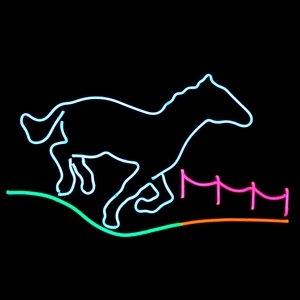 46 INCH DESIGNER HAND BLOWN RACE HORSE NEON LIGHT ART SCULPTURE by John Barton - BartonNeonMagic.com