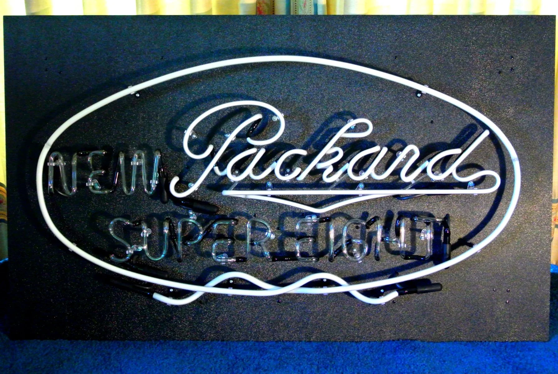 NEW PACKARD SUPER EIGHT PACKARD DEALER SHOWROOM NEON SIGN BY JOHN BARTON - BARTON SALES AND SERVICE - FORMER PACKARD NEW CAR DEALER - BartonNeonMagic.com