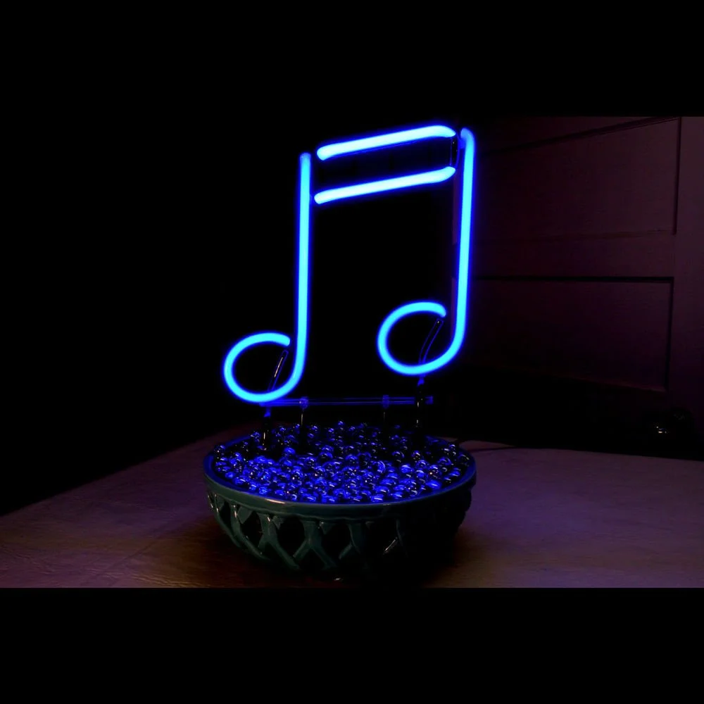 BLUE NOTES NEON LIGHT ART SCULPTURE - by John Barton - BartonNeonMagic.com