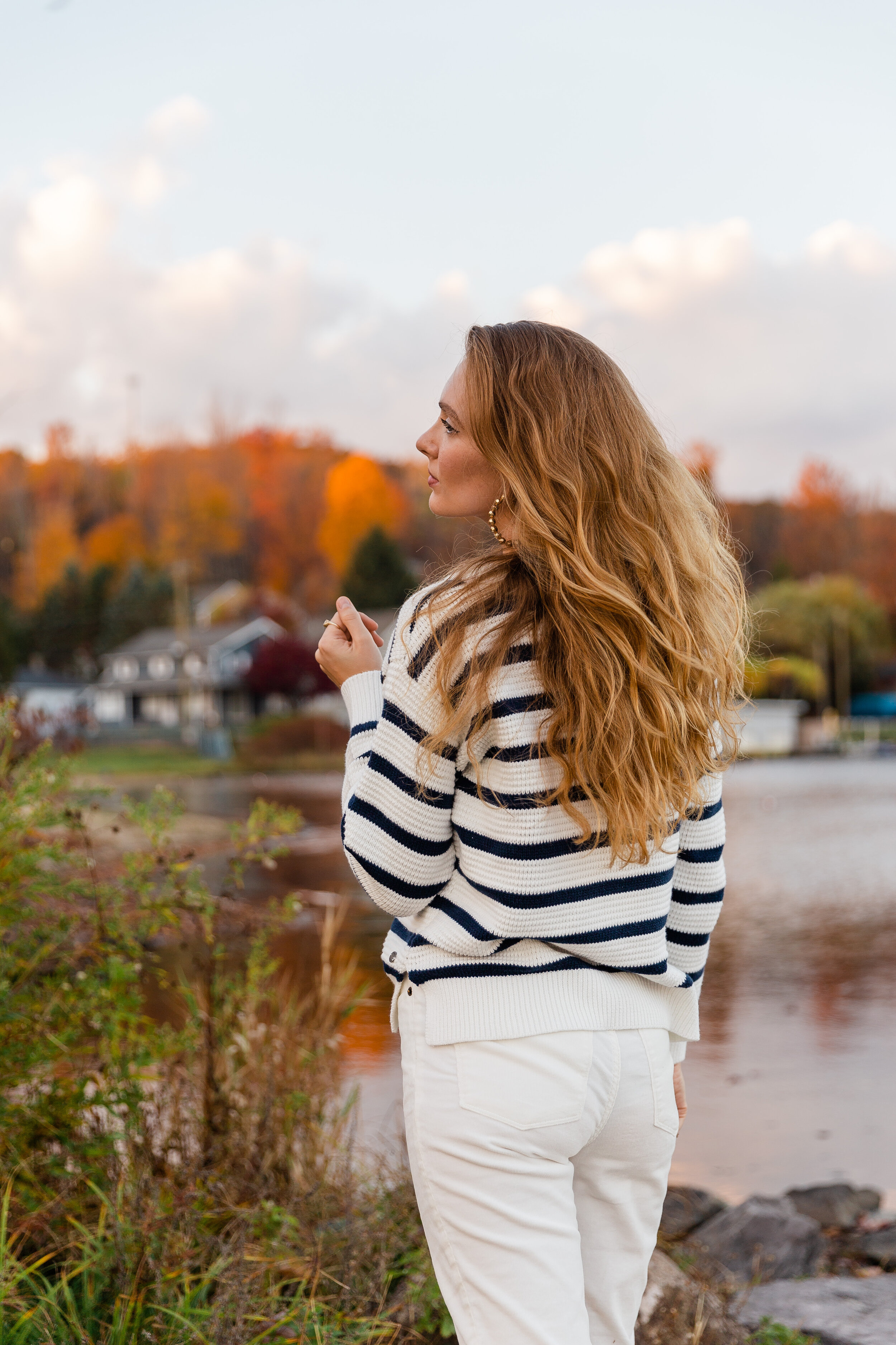 Fall Time Stripes At The Lake — Enchanting Elegance