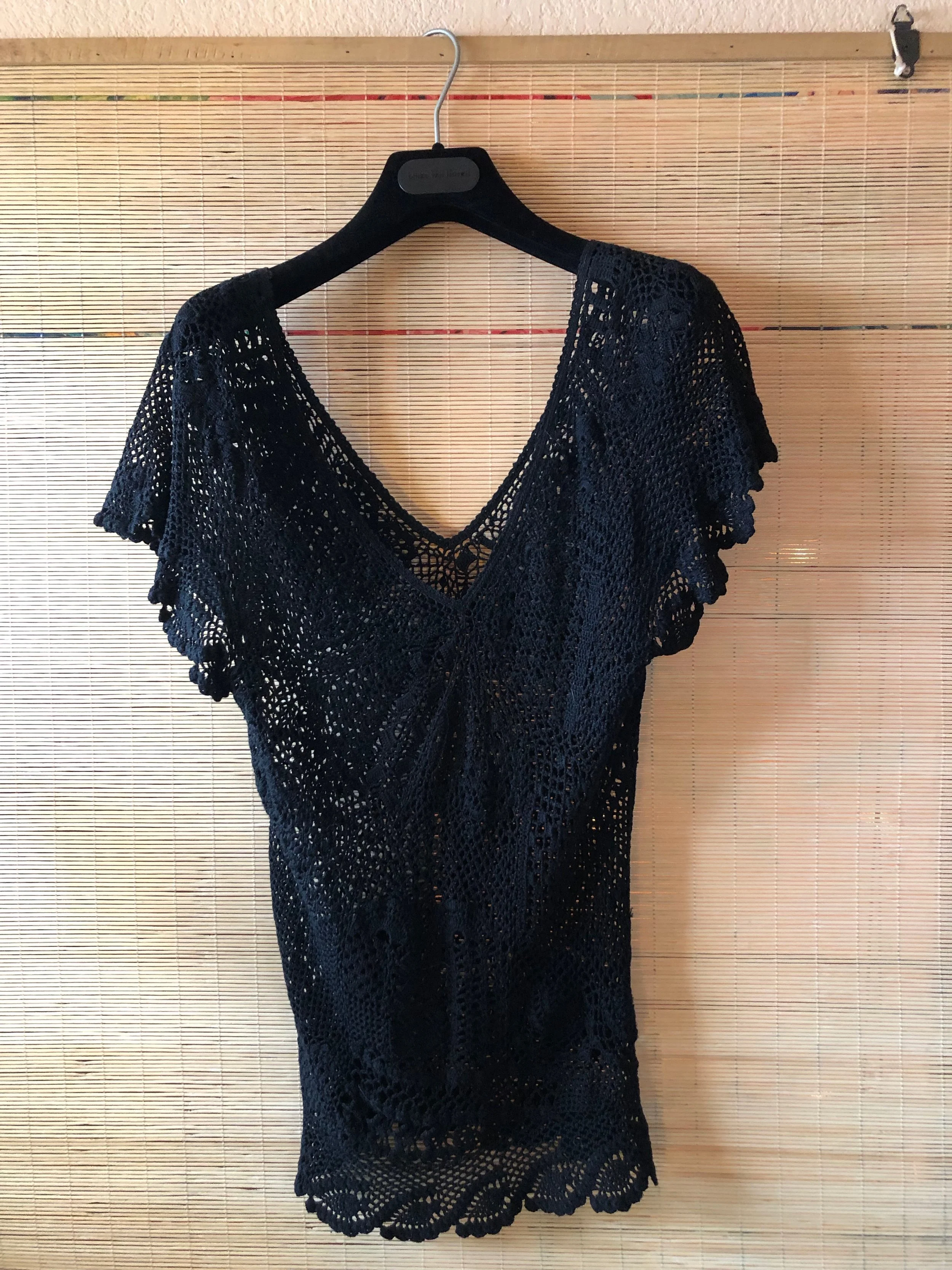 Hand knit top with silk tank by