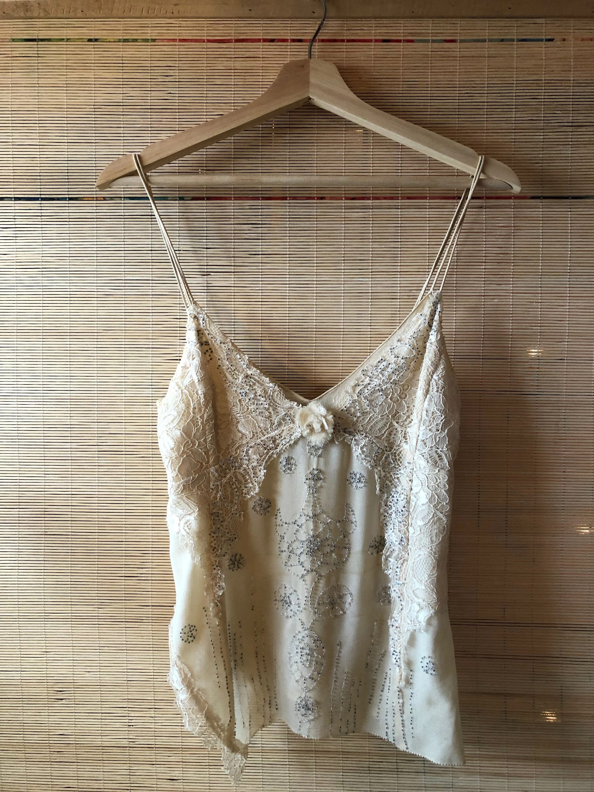 Silk hand beaded top by