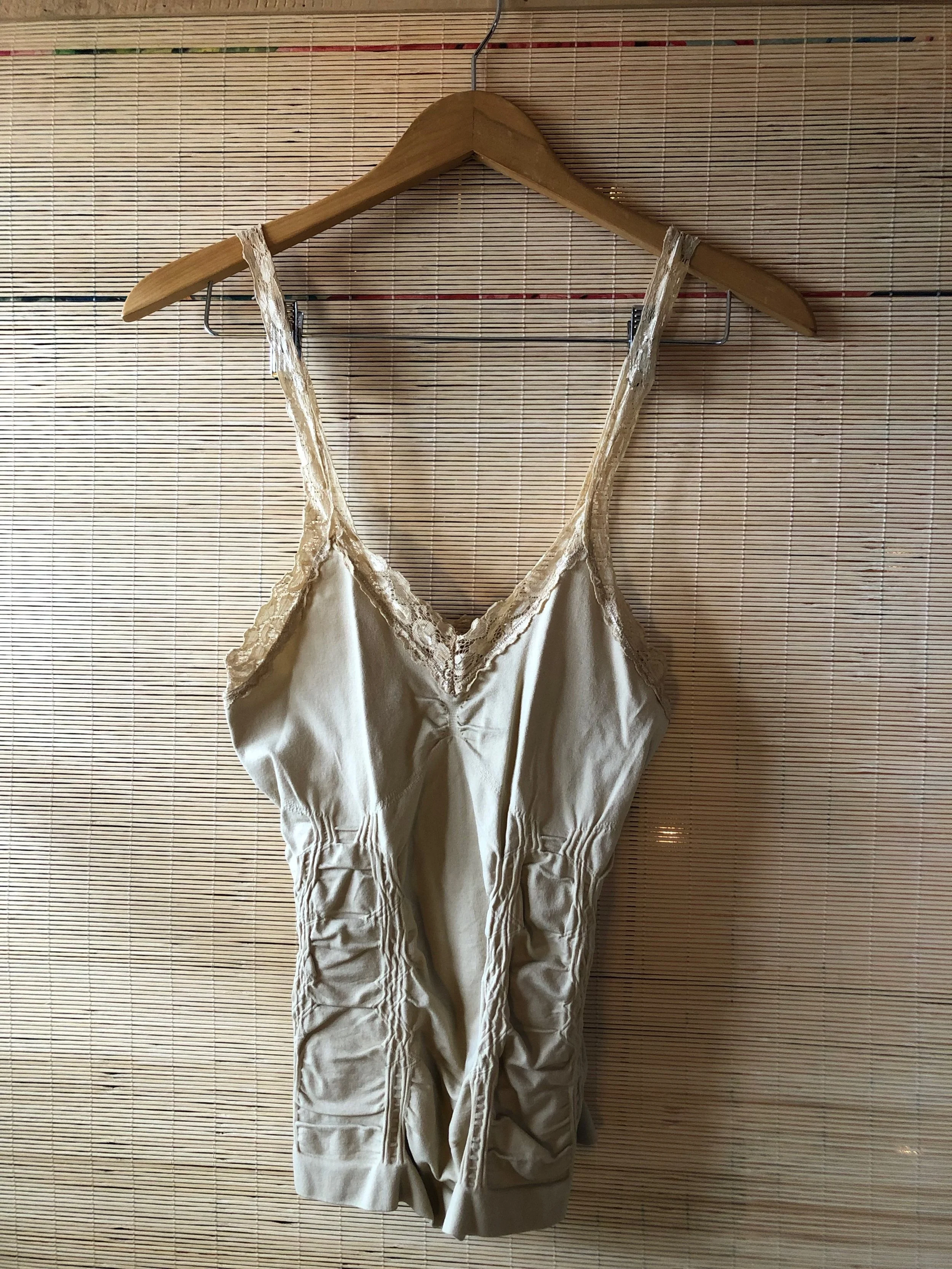 Skin-tone body-hug tank by