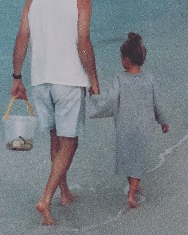 Wayback Wednesday ✨ This is one of my most cherished photos of Dad and me. It hangs in my bathroom at home. I was five&mdash;hand in hand, searching for shells in Seaside. I&rsquo;m going on 30 now, and heading back tomorrow for the first time in yea