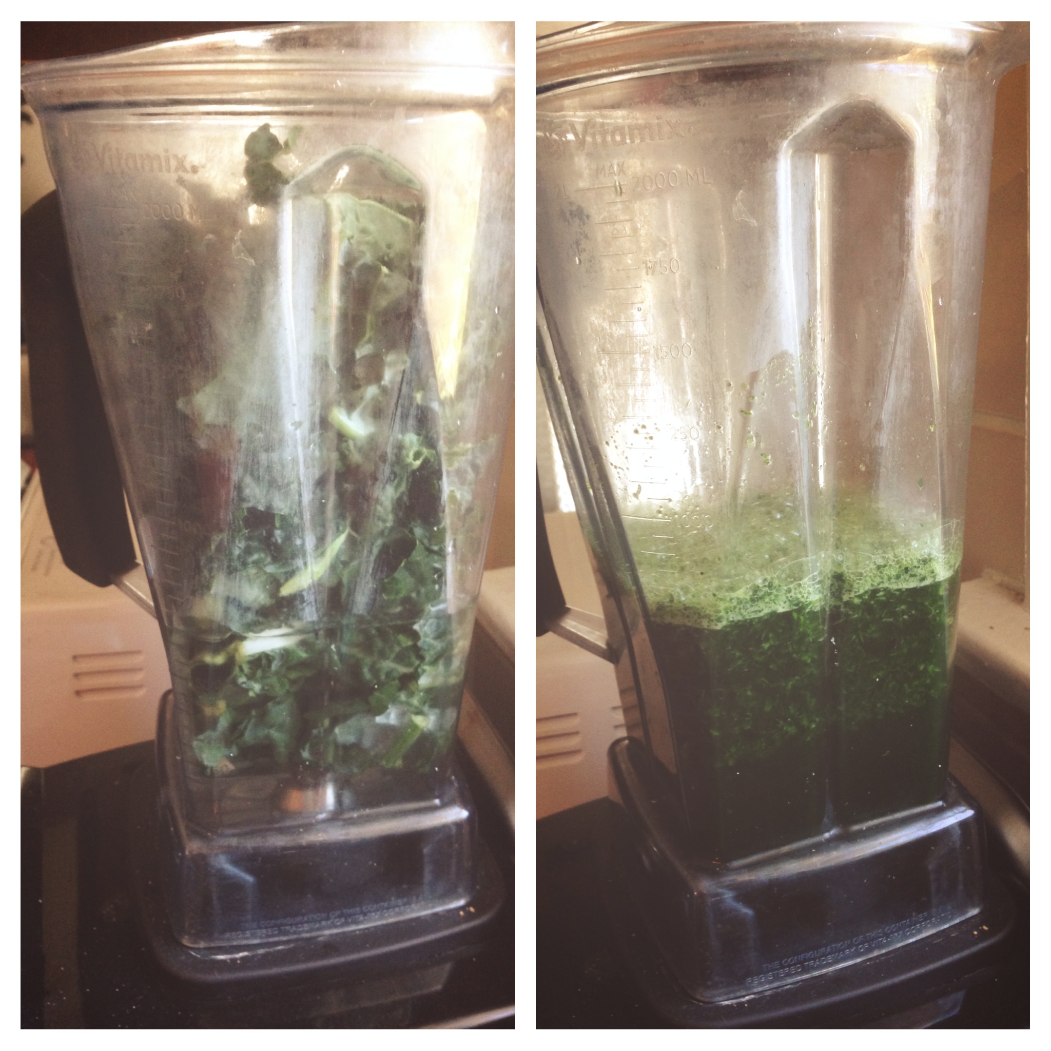 We use the organic tuscan kale from Trader Joes. It's already washed and chopped, saving me a lot of time and making this drink doable on a day to day basis. 