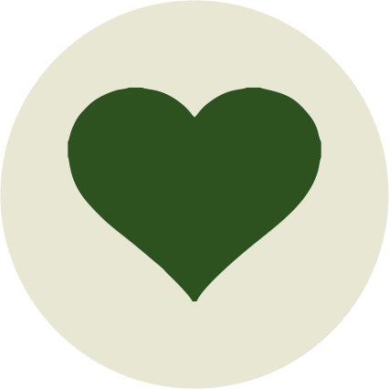 Green heart symbol inside a circular frame.