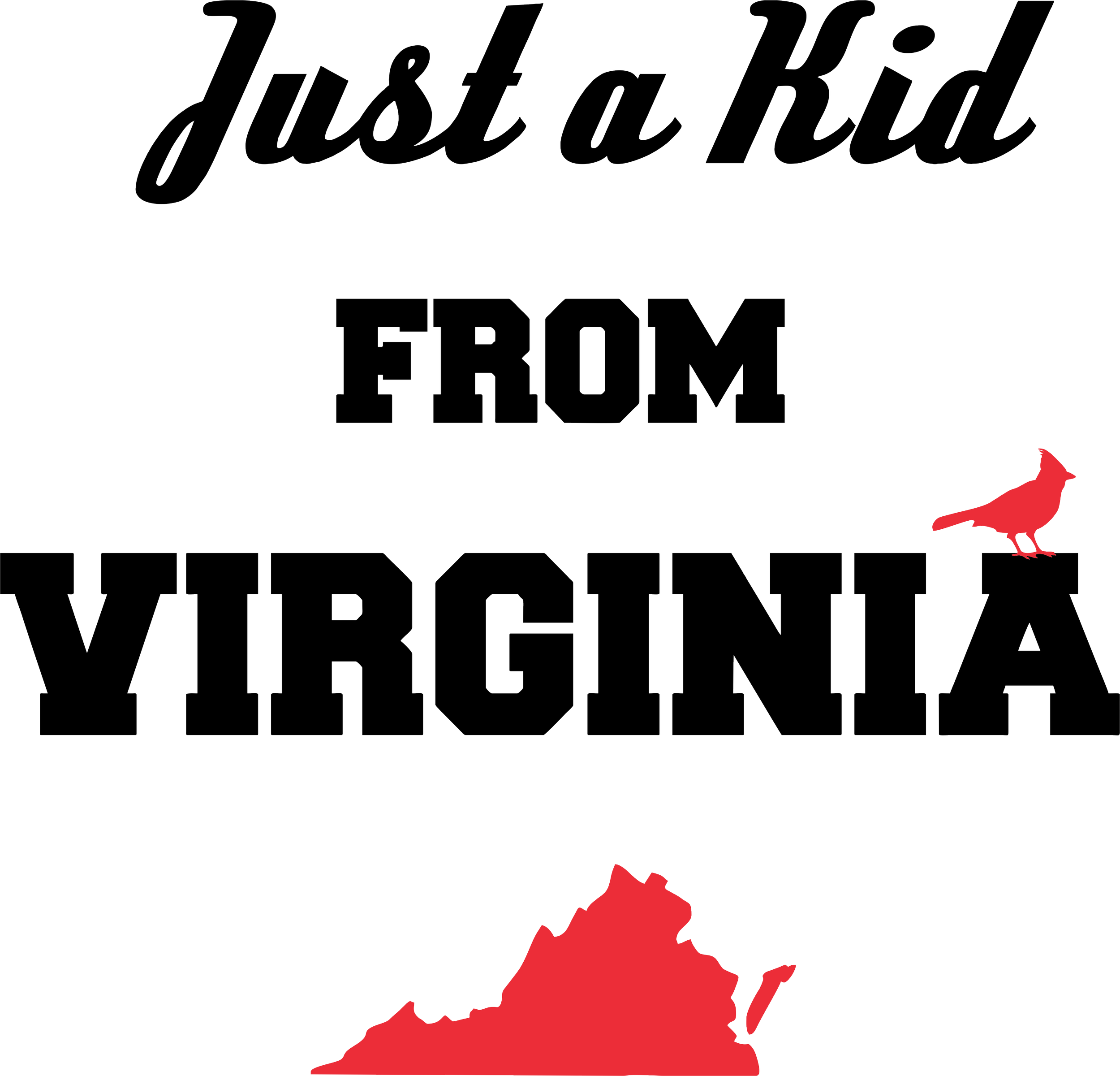 Text that reads "Just a Kid from Vermont" with a red silhouette of the state of Vermont in the bottom right corner.