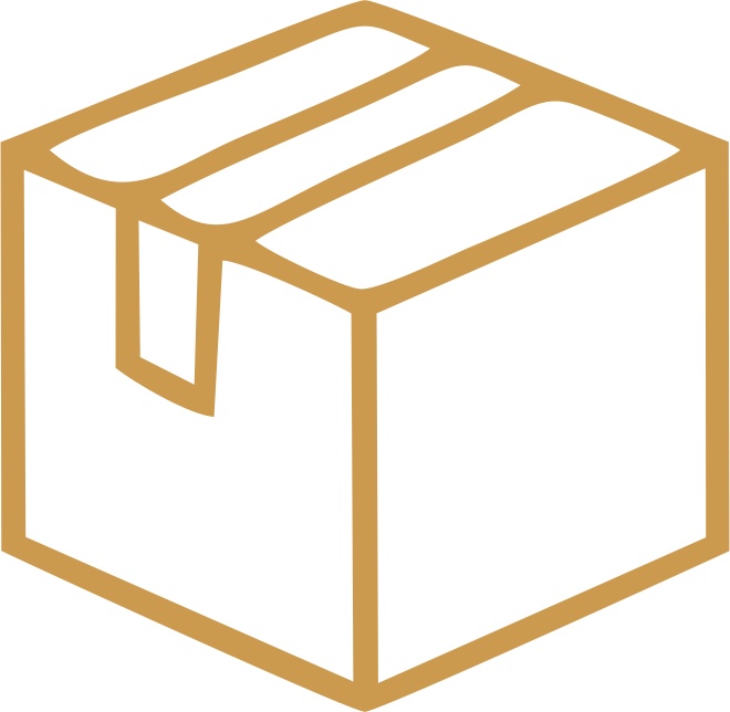 Isolated outlined brown cardboard box with flaps