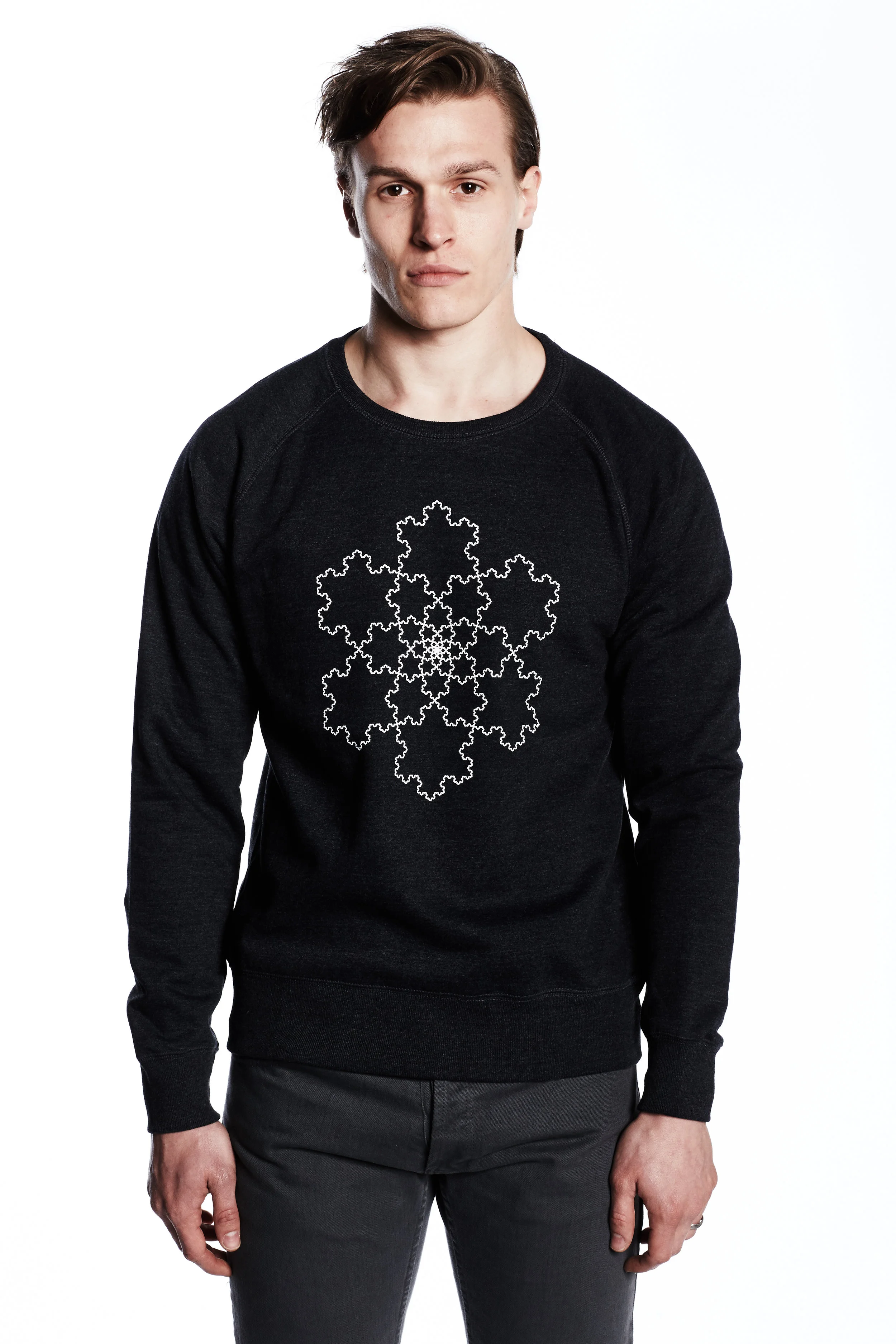 Koch snowflake fractal dark grey infinite pattern