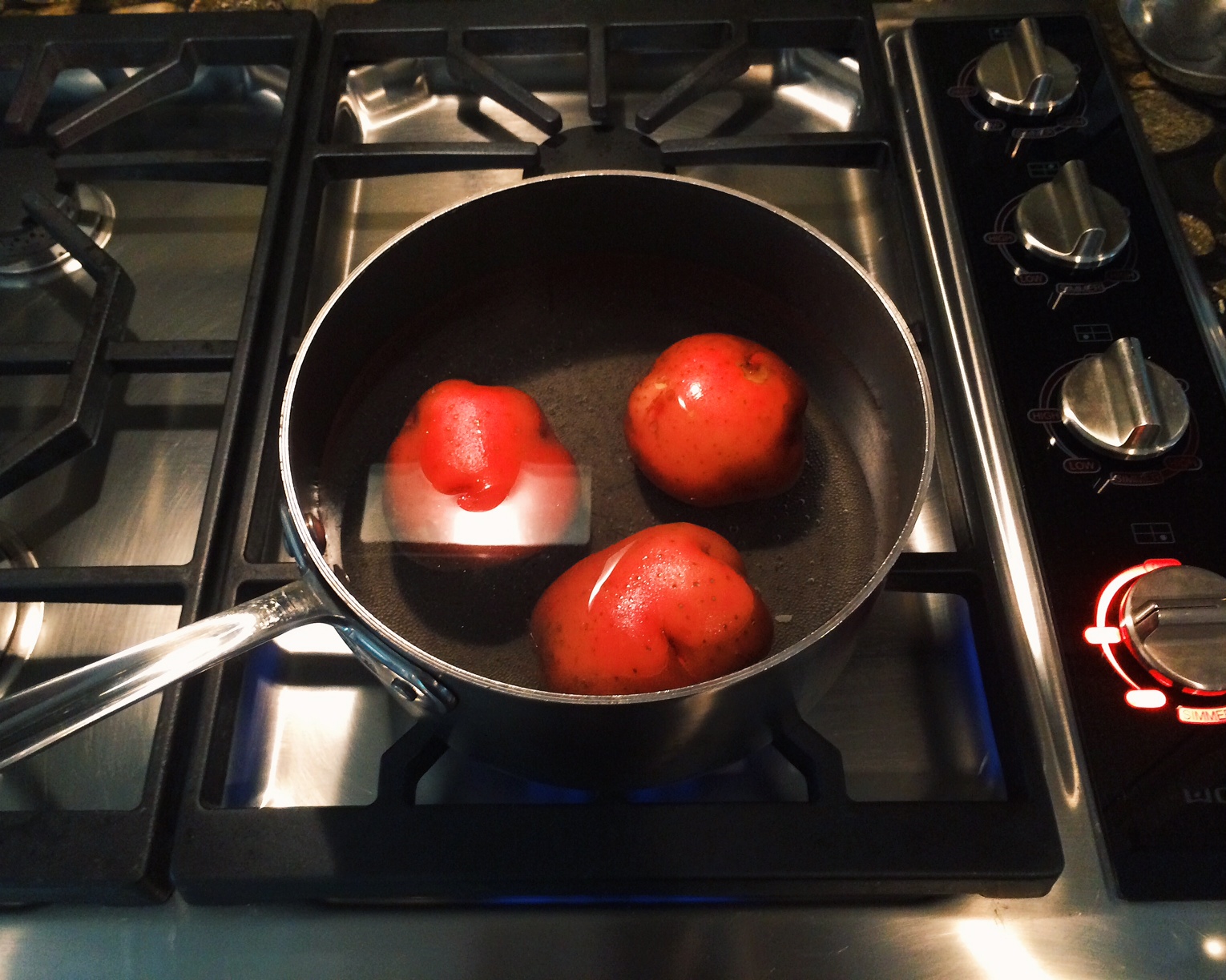   1. Boil potatoes until fork tender.&nbsp;  