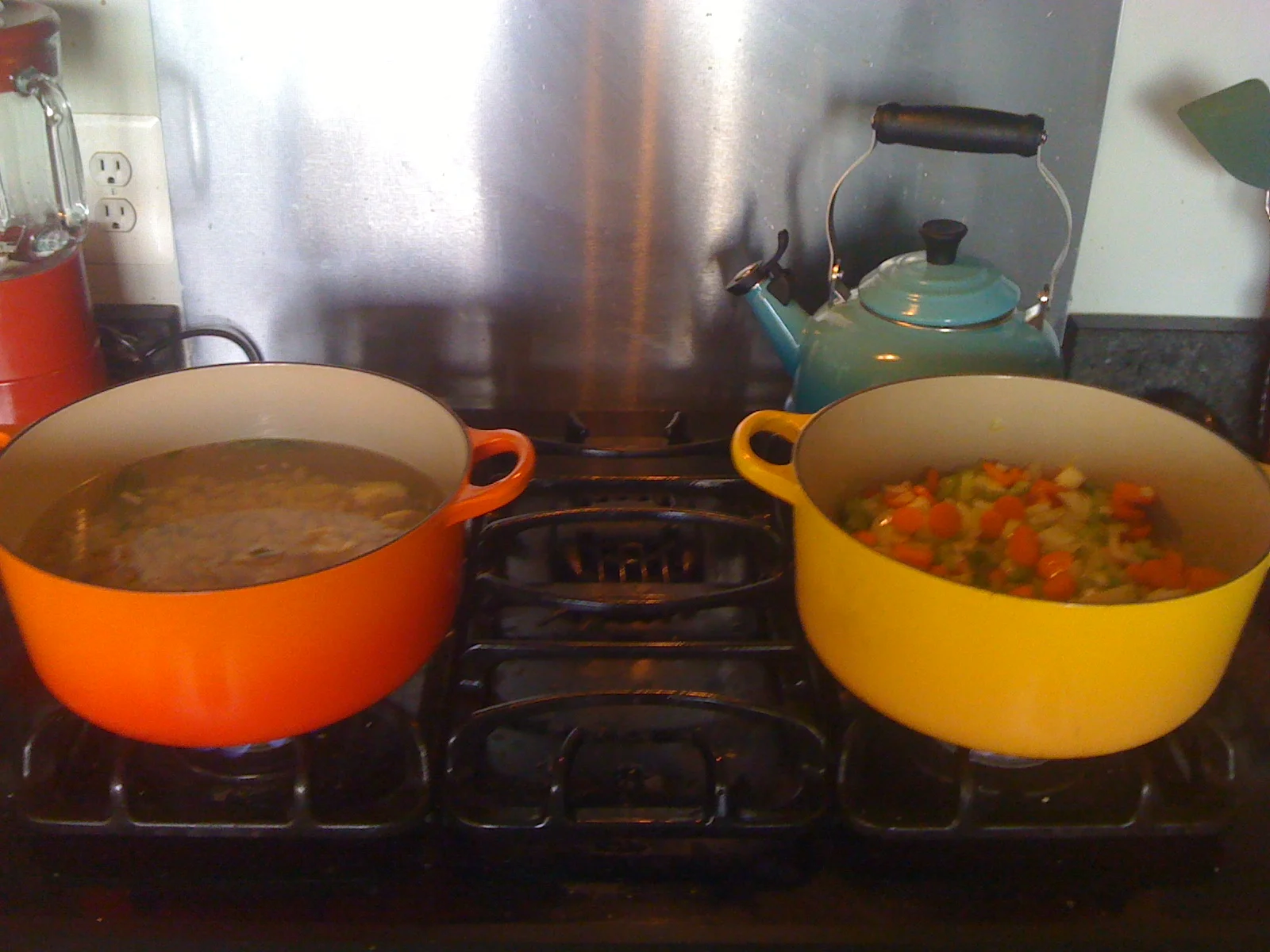Chicken posole on the left, lentil on the right. Healthy, easy, affordable lunch and dinner for more than a week!
