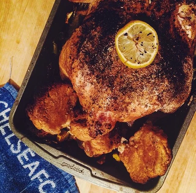  Roasted chicken, before it's demise. 